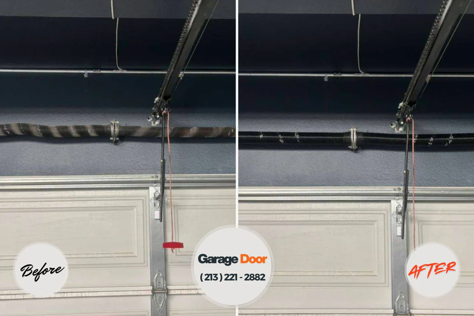 Before and after: garage door repair Orient, NY
